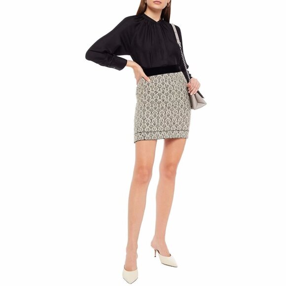 NWT Sandro metallic tinsel short jacquard knit wool blend skirt, M - Picture 6 of 16